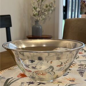 Dorothy Thorpe Sterling silver rimmed salad bowl Vintage glass bowl mid century